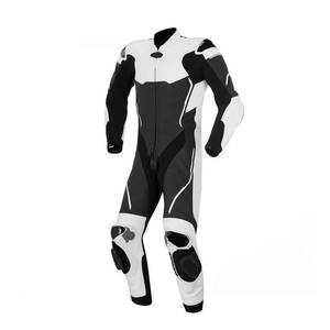 Nouvelle combinaison de course en cuir pour moto personnalisée, design personnalisé noir et blanc, combinaison de moto en cuir pour pilote rapide - Product Image 1