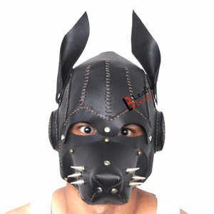 Máscara Facial Completa para Perro de Cuero Vacuno Genuino con Correas Traseras Ajustables - Product Image 1