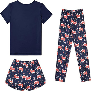 Ensemble de pyjama unisexe 3 pièces à imprimé flocon de neige rouge, t-shirt, pantalon long, short, coton respirant, vêtements de nuit d'été, vêtements du Bangladesh - Product Image 6
