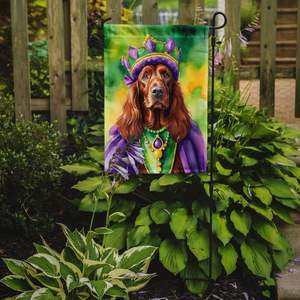 Irish Setter King Mardi Gras Drapeau de jardin multicolore Boîte aux lettres décorative et bannière de patio pour cour et pelouse Oeuvre pour parterres de fleurs - Product Image 2