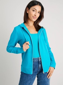 เสื้อฮู้ดซิปเต็มตัวสีน้ำเงินกรมท่าสำหรับผู้หญิง ยี่ห้อ YKK ทรงปกติ ผ้าถักเนื้อฝ้าย มีกระเป๋าหน้า เหมาะสำหรับใส่ในช่วงฤดูใบไม้ร่วง - Product Image 4