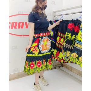 Women Tropical Floral <b>Skirt</b> Colorful Embroidered Style Vacation Beach Resort Summer Wear - Product Image 5