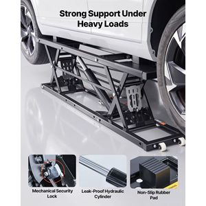 Sollevatore Auto Portatile da 5000 Libbre con Altezza Massima di 25,6 Pollici, 4 Cuscinetti in Gomma, Pompa Pneumatica e Ruote per Sollevamento Rapido da 4 Pollici - Product Image 6