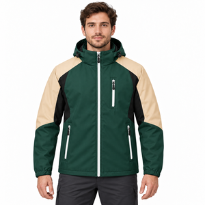 Veste Softshell d'hiver pour homme, personnalisable avec logo, à capuche, fermeture éclair intégrale, poche poitrine, poches latérales, poignets élastiques, color block, pour la randonnée - Product Image 5