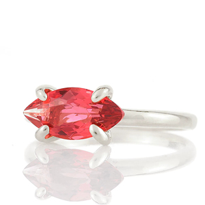 Anillos de Joyería con Piedras Preciosas de Turmalina Rosa Genuina, Corte Marquesa Facetado, en Plata de Ley 925 Sólida, Chapados en Oro de 14K - Product Image 1