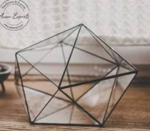 Terrarium en verre géométrique avec un design moderne à facettes, élément décoratif élégant pour table, étagère, salon, décoration intérieure - Product Image 5
