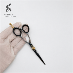 Ciseaux de barbier en acier inoxydable, lames affûtées, qualité export, finition miroir, outils de coupe de cheveux pour salon avec poignée décalée - Product Image 6