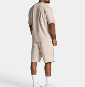 Conjunto de Dos Piezas de Verano para Hombre, Cómodo, Tejido, 100% Algodón, Transpirable, Camiseta de Manga Corta y Pantalones Cortos para Descansar y Salidas Informales - Product Image 2
