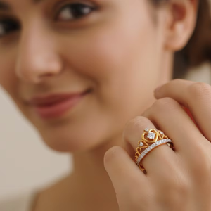 Bague de princesse en or de luxe avec couronne en forme de cœur pour femmes, bijoux pour mariage et anniversaire, cadeau - Product Image 3