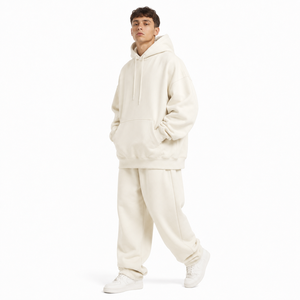 Premium <b>Men</b> Hooded Tracksuit Set Full Length Cotton Sweatshirt and Jogger Pants with Side Pockets Casual Autumn Wear - Product Image 2