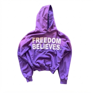Sweat-shirt à capuche oversize Freedom Believes unisexe en molleton 100 % coton, style décontracté automne, couleur strass - Product Image 1