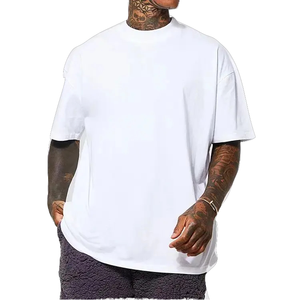 เสื้อยืดลำลองผู้ชาย ผลิตในปากีสถาน ผ้าฝ้าย 100% คุณภาพสูง ระบายอากาศได้ดี ดีไซน์ไหล่ตก ทรงหลวม สีพื้น - Product Image 1