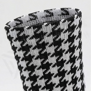 Ankle Socks Houndstooth Pattern Breathable Knitted Cotton White Black Casual Adult Socks - Product Image 4