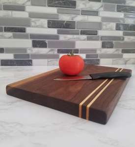 Planche à découper rectangulaire en bois de noyer à double rayure - 1,3 cm d'épaisseur - Planche de cuisine - Passe au lave-vaisselle et non toxique - Product Image 3