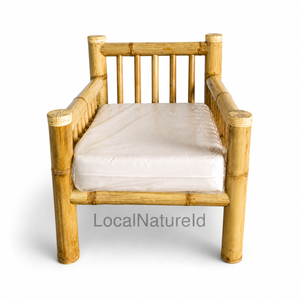 Vintage Lightweight <b>Bamboo</b> Garden Chair Patio Lounge Seat with Cushion Modern Outdoor <b>Furniture</b> - Product Image 2