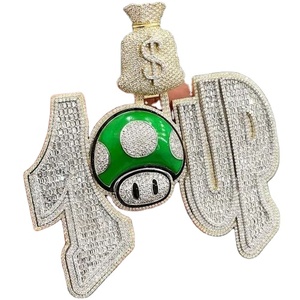 Nuevo y Moderno Colgante Unisex de Plata S925 Bañada en Oro con Moissanita Certificada GRA, Corte Baguette, Totalmente Engastada, Diseño de Dólar, Estilo Hip Hop para Fiesta - Product Image 1