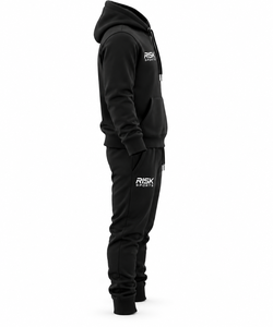 Conjunto Deportivo de Hombre con Sudadera con Capucha y Pantalones Jogger de Felpa Negra, 100% Algodón Tejido, Transpirable, para Uso Casual en Invierno - Product Image 2