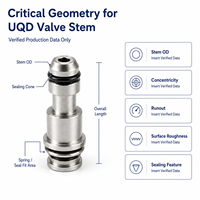Tige de vanne en acier inoxydable UQD pour connecteur de refroidissement liquide de centre de données, sur mesure pour composant de précision tourné, usinage CNC