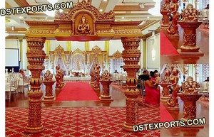 Decoración de entrada de calentamiento de la casa del sur de la India con pilares, decoración de entrada de Boda del sur de la India, pilares, entrada de boda Grand Tamil - Product Image 5