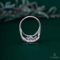 Anillo de Compromiso con Halo de Tres Piedras de Moissanita con Corte Ovalado Personalizado OEM, Anillo de Boda de Oro Blanco de 14K/18K con Diamante de Laboratorio para Mujer