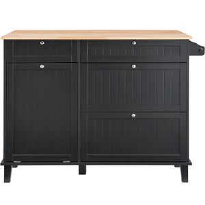 Carrello da Cucina Moderno da 50 Pollici con Piano in Legno, Contenitore per Rifiuti da 10 Galloni, Bar per Colazione e Tavolo da Pranzo in Stile Rustico per Soggiorno - Product Image 1