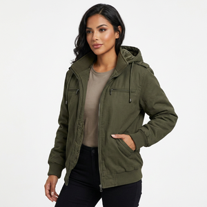 Men's Hooded <b>Jacket</b> <b>Fleece</b> Lined Windproof Zipper Casual <b>Thick</b> Solid Color Polyester Cotton Outerwear Autumn Wear - Product Image 5
