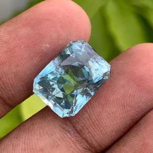 พลอยอะความารีนสีน้ำเงินธรรมชาติทรงแปดเหลี่ยมคุณภาพพรีเมียมสำหรับทำเครื่องประดับ ขายส่ง - Product Image 3