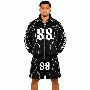 Custom Black Full Zip Track <b>Jacket</b> and Shorts Set <b>Gothic</b> Summer Windbreaker Tracksuit Nylon Men's Shorts Windbreaker Hoodies USA - Product Image 3
