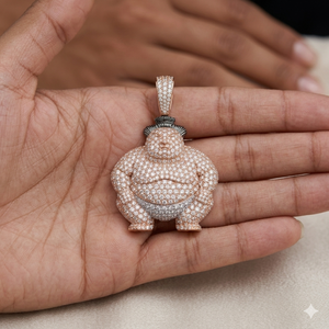 Pendentifs et breloques personnalisés Hip Hop en argent 925 plaqué or rose, motif lutteur de sumo, sertis de diamants de laboratoire, pour fêtes - Product Image 3