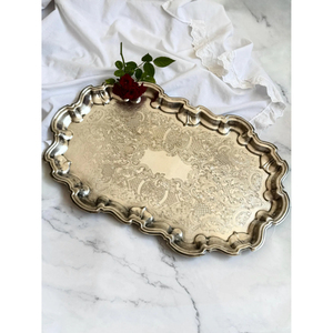 Luxury Rectangular Metal Serving Tray With Floral Border Decorative Gold Color Platter For Food Fruit Coffee Hotel Platter Tray - Product Image 6