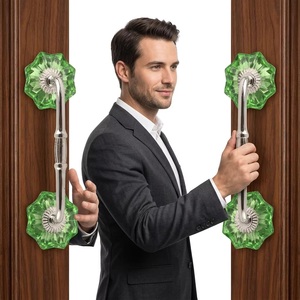 Elegant Green Crystal Glass Door Handle Bar Modern Style Easy Installation Entry Door <b>Hardware</b> for Bathroom Bedroom <b>Wardrobe</b> - Product Image 4