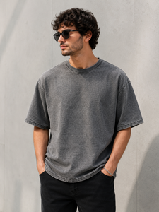 Custom Vintage <b>Acid</b> Wash Oversized T-Shirt 100% Cotton Heavyweight Streetwear Men's Blank Retro <b>Drop</b> Shoulder Tee - Product Image 3