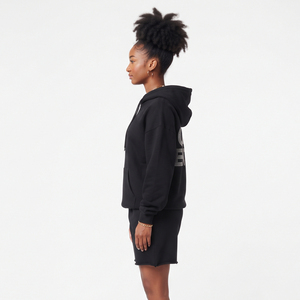 Ensemble de shorts et sweat à capuche en molleton 100% polyester pour femme, avec strass, 450 GSM - Product Image 3