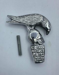 Bastón Antiguo Gótico con Empuñadura de Cuervo y Calavera Tallada en Madera, Mango de Aluminio - Product Image 4