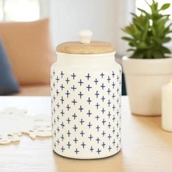 Juego de Recipientes de Cerámica de Lujo con Tapa de Madera y Cuchara, Organizador de Cocina con Diseño Floral, Recipiente Duradero y Seguro para Alimentos - Product Image 4