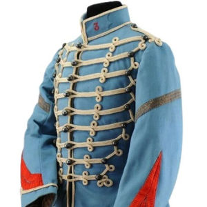 เสื้อแจ็คเก็ตสไตล์ทหารสีน้ำเงินสำหรับผู้ชาย แต่งสีแดง คอตั้ง แขนยาว ปักลายละเอียด ทรงปกติ ใส่ได้ทุกฤดู - Product Image 6