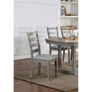 Set di 2 Sedie Laterali Grigie con Seduta Imbottita e Schienale a Scala, Finitura Spazzolata, per Cucina e Sala da Pranzo - Product Image 4