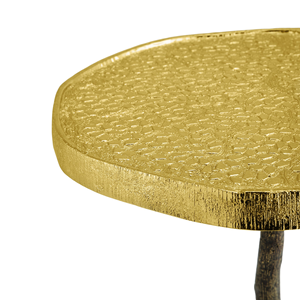 Mesa tapizada de lujo Saleem International 2026 con base decorativa de hoja de ginkgo en metal dorado para entrada o dormitorio - Product Image 4