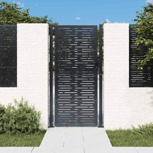 Puerta de Jardín de Acero Antracita 39.4x68.9, Diseño Cuadrado, Rejilla y Puertas para Cercas - Product Image 1