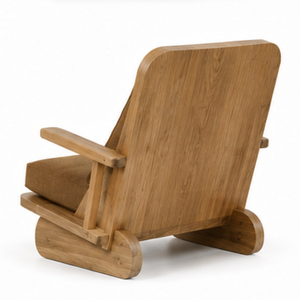 Fauteuil de relaxation en teck massif avec coussin brun, mobilier d'extérieur de luxe pour jardin, hôtel, resort, villa et terrasse - Product Image 4
