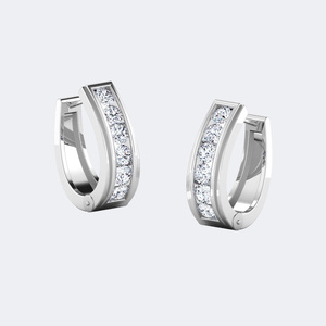 Pendientes de aro anchos con diamantes de corte redondo de 1.75 quilates y engaste de canal - Product Image 6