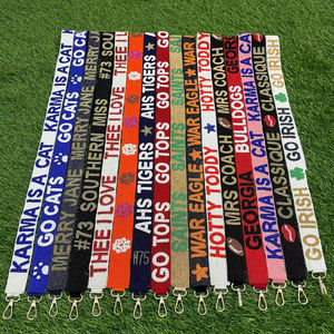 Sangle de sac à main brodée de perles, bandoulière en perles de rocaille, ceinture de remplacement pour sacs, accessoire personnalisé pour les équipes sportives, ceinture de supporter pour le jour du match - Product Image 1