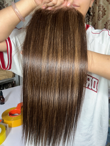 Offre Spéciale AZURA HAIR HD Mèches Brunes Lisses Frontal en Cheveux Humains Grande Densité Double Drawn 250% Pré-Plucké Ligne de Cheveux Naturelle - Product Image 1