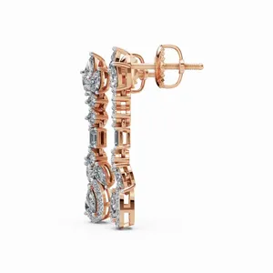Boucles d'oreilles en diamants cultivés en laboratoire Royal Cleopatra en or rose 18 carats, 48 pièces, style tendance pour femmes - Product Image 3