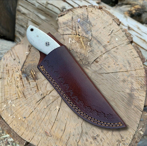 Couteau de chasse en acier Damas, fait main, à lame pleine, forgé à la main, lame fixe, pour le camping en plein air, le bushcraft, la pêche, outil de survie avec - Product Image 5