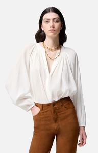 Elegant <b>White</b> Boho Blouse Brown High Waist Suede Straight Pants Set Women Office 100% Cotton Breathable Eco-Friendly Loose Fit - Product Image 6
