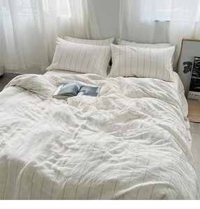 Ensemble de draps 100% lin, lavable, style simple, literie pour la maison, 3 pièces, ensembles de housses de couette - Product Image 2