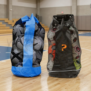 Prime Bags Large Capacity Mesh Sports <b>Ball</b> Bag Drawstring Black Red Travel Backpack Basketball Football Volleyball Soccer - Product Image 5