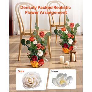 4 pezzi di fiori artificiali floreali arancioni alti 17.5 pollici per il ricevimento della cerimonia della decorazione della sedia dei corridori del corridoio del matrimonio - Product Image 2
