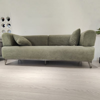 Canapé modulaire sectionnel moderne vert neutre avec structure métallique robuste, coussins en mousse haute densité et 2 oreillers